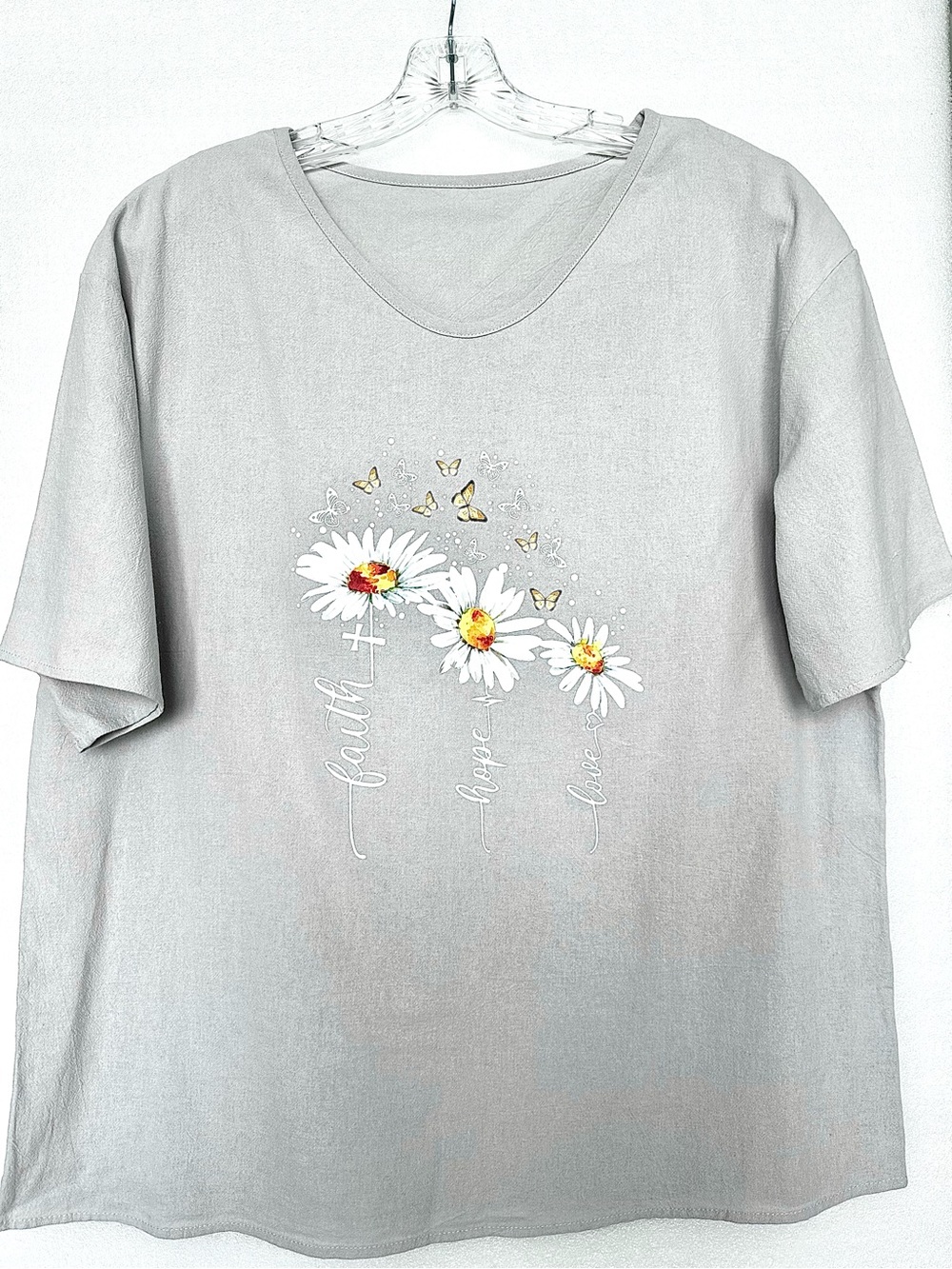 Women's Floral Graphic Top - Light Gray